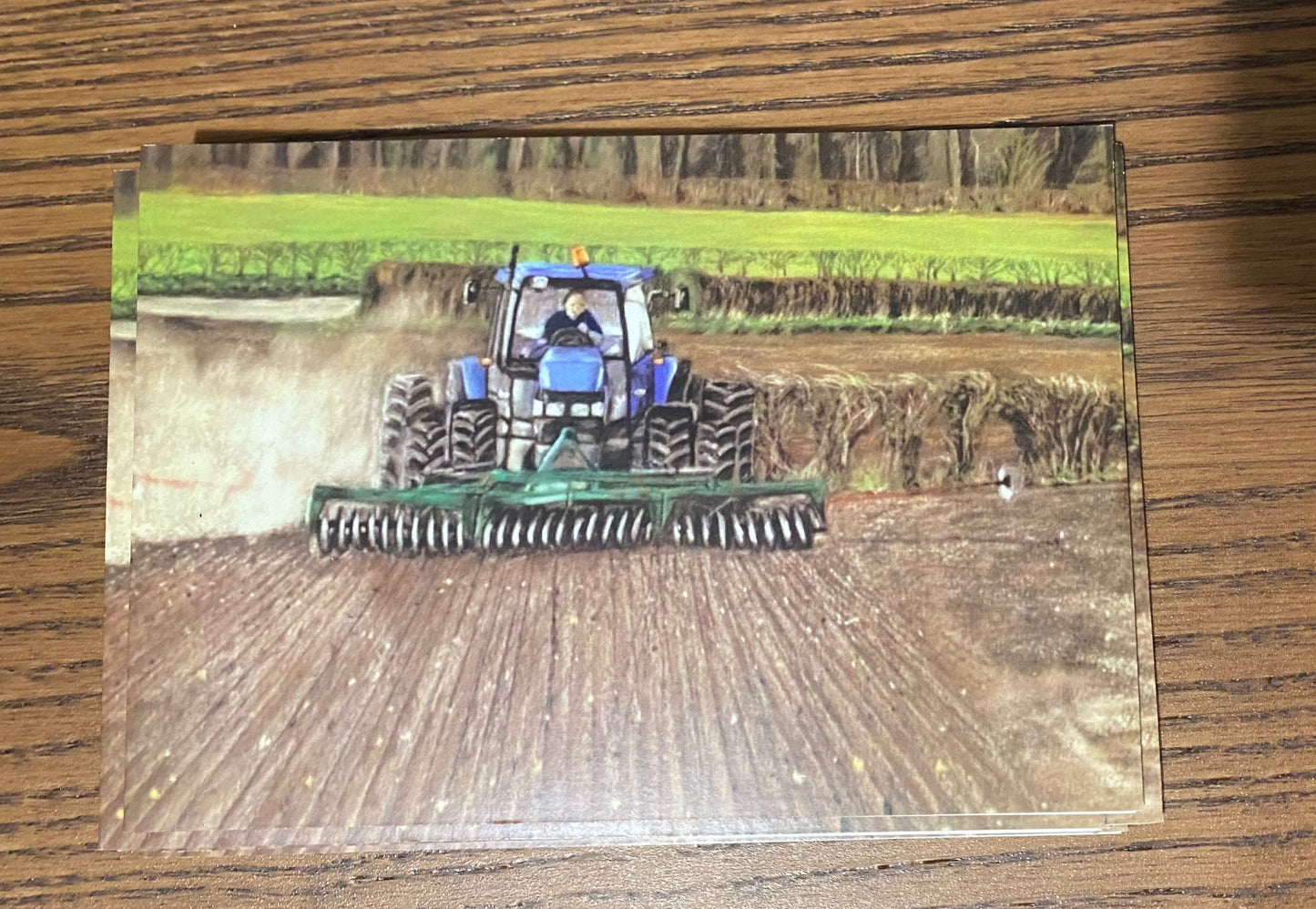 BIRTHDAY CARD ONLY 6x4" of Second Pass Tractor at Ashley Hall - Pastel Original