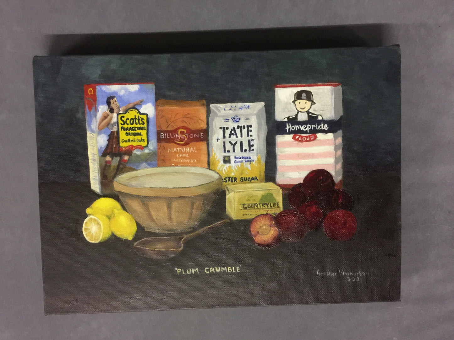 Card 6x4" Print of Plum Crumble Recipe Series Oil on Box Canvas