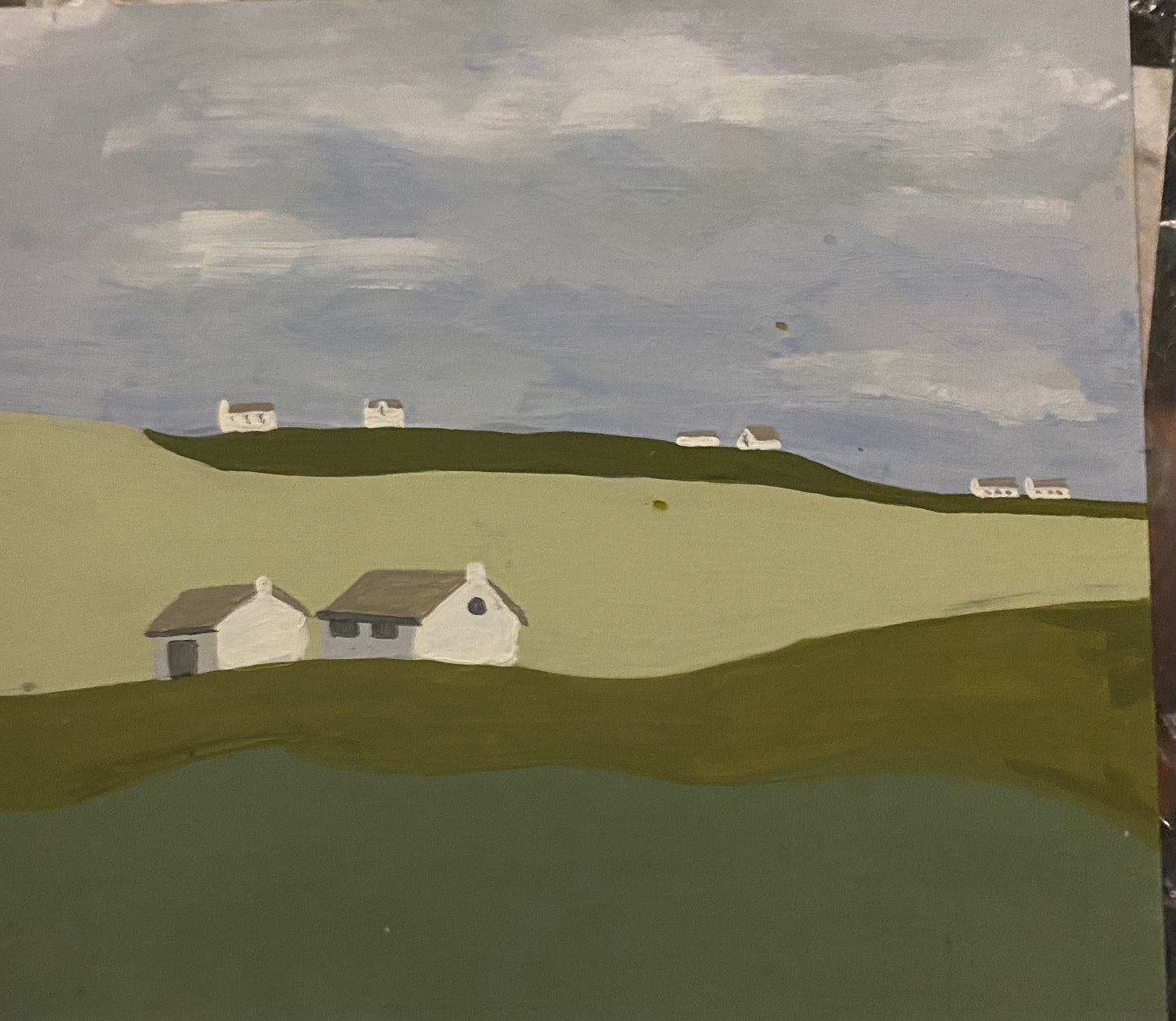 Farrow & Ball Cottages in The Hills 12 x 13 " Approx Original Panel