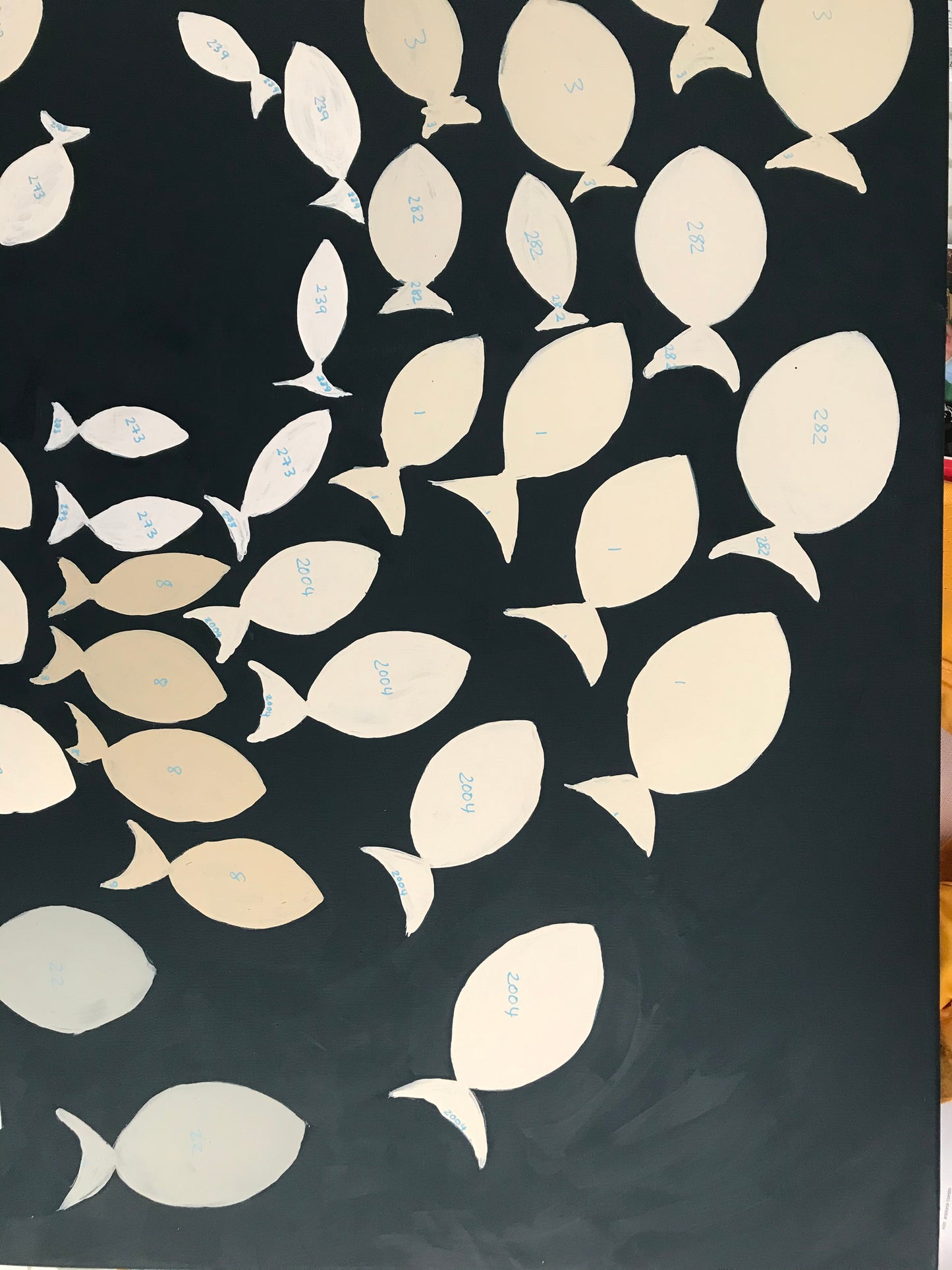 Farrow & Ball White Fish on Canvas. SOLD