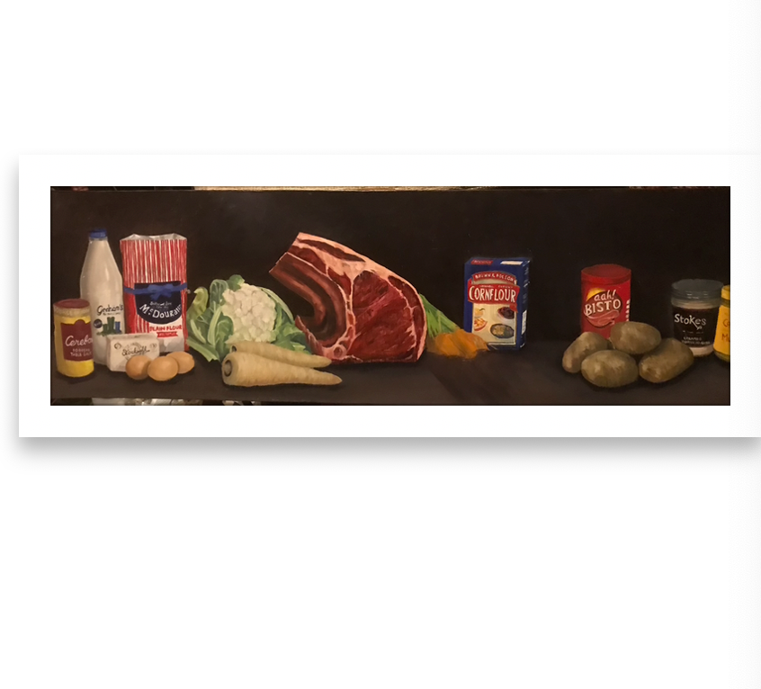 Recipes - Roast Beef, oil on Box Canvas Original 4ft x 18"