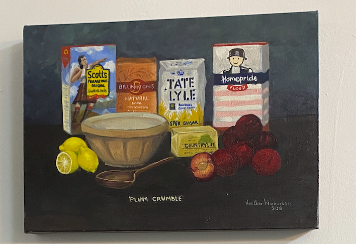 Recipes Series Plum Crumble Original Oil on Box Canvas