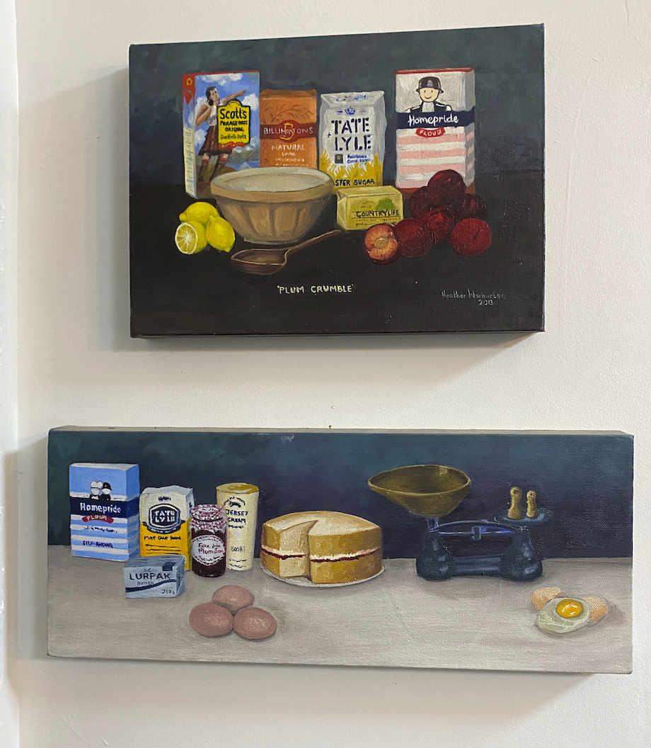 Recipe Victoria Sandwich Cake. Original Oil on Box Canvas