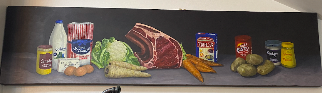 Recipes - Roast Beef, oil on Box Canvas Original 4ft x 18"