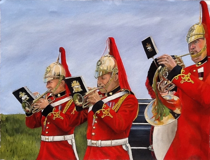 Card 6x4" Print of Chatsworth Military Band Display Oil on Canvas