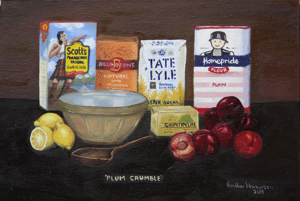 Card 6x4" Print of Plum Crumble Recipe Series Oil on Box Canvas