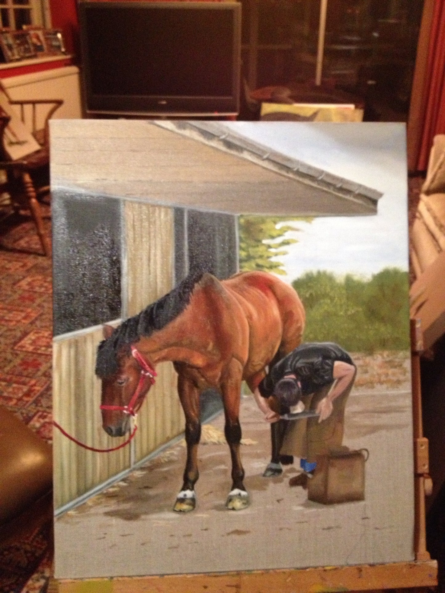 Farrier At Work - Oil on Linen - Eddie SOLD