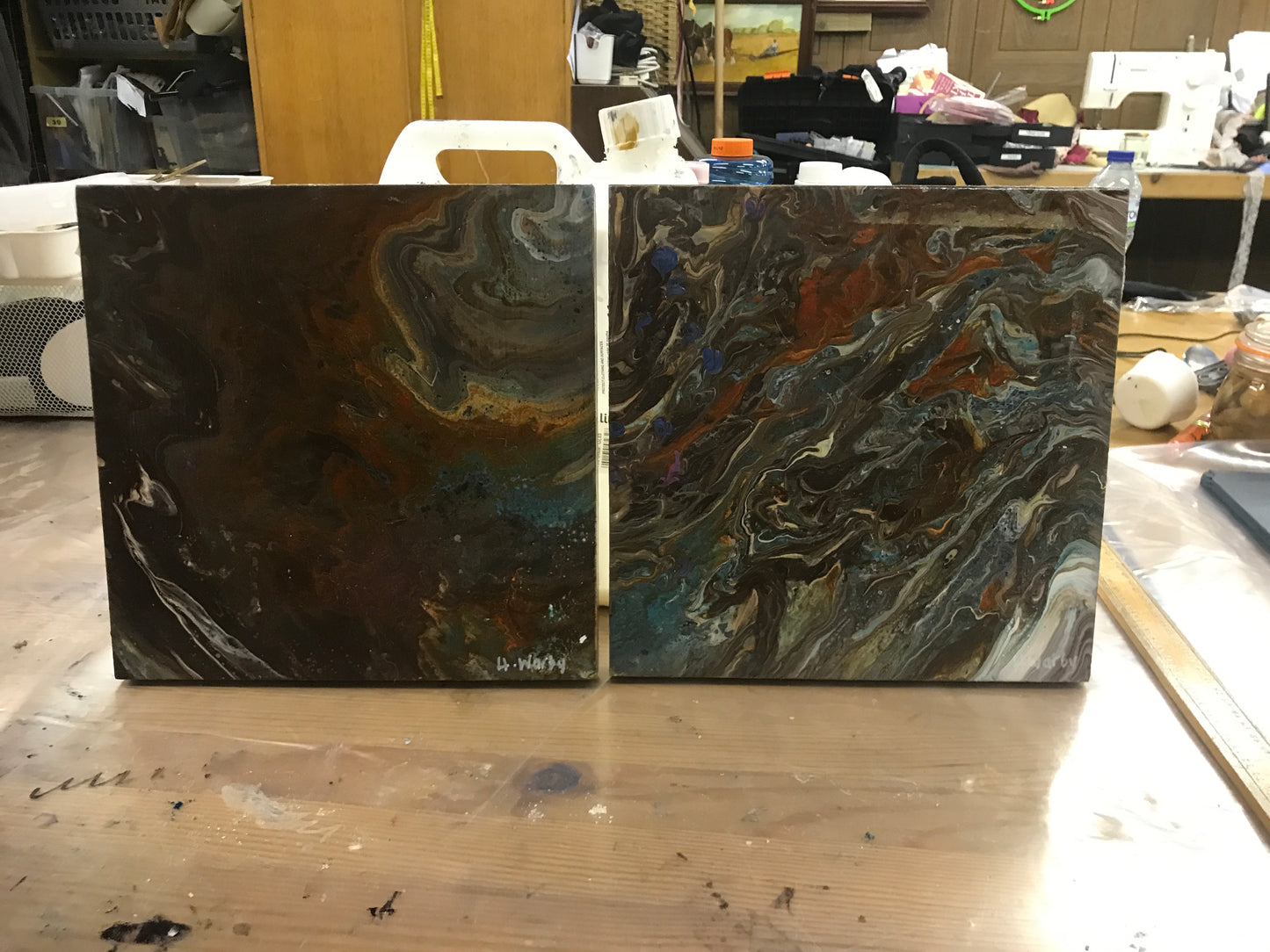 Pair of Acrylic Runs on Wood Panels