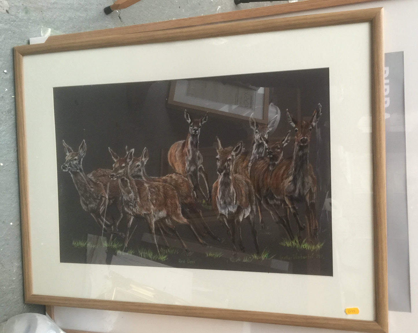 Pastel Sketch for Deer on the Run - Original Framed