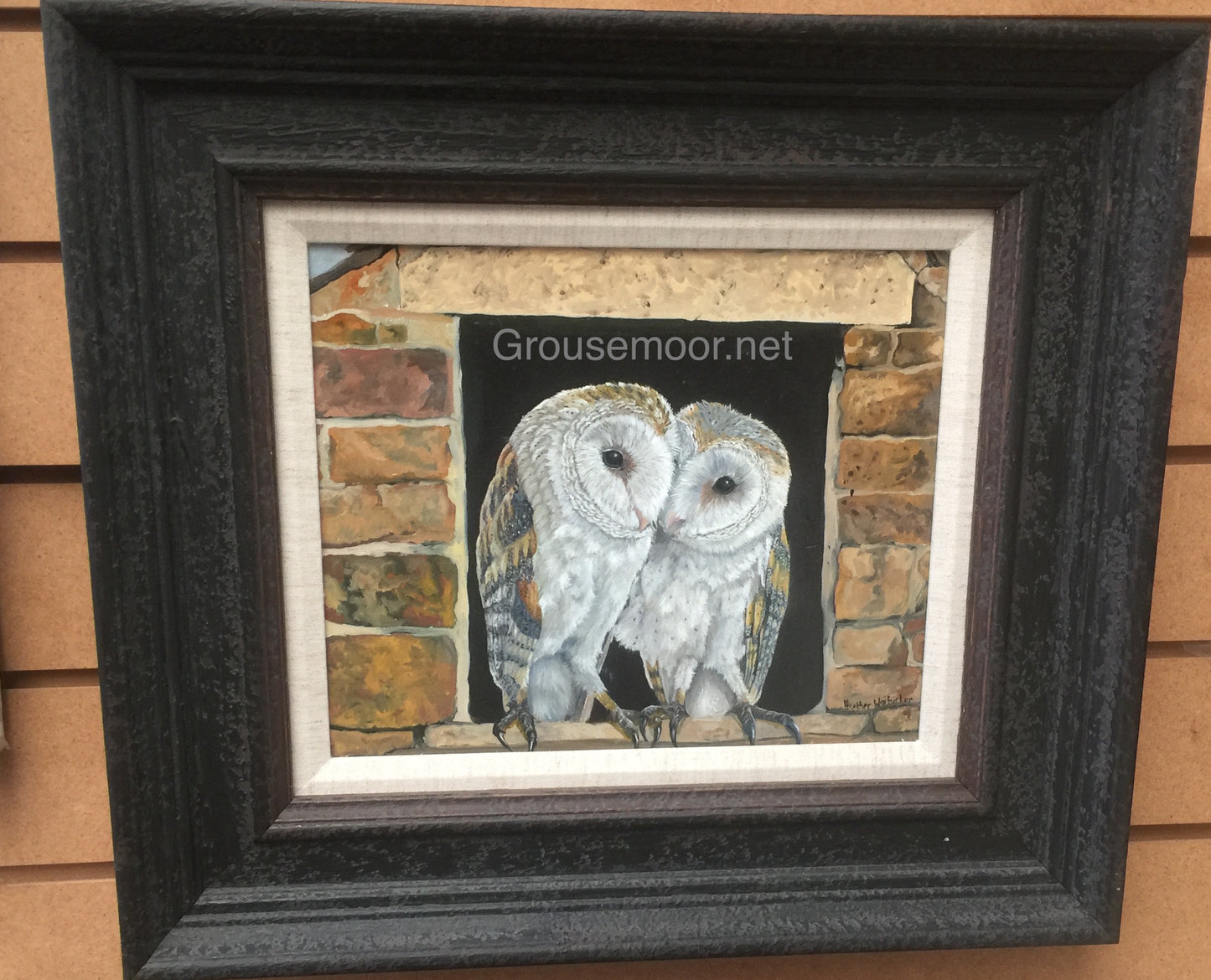 Owl Sisters Conwy & Derbyshire Barn Oil on Canvas Original Frames