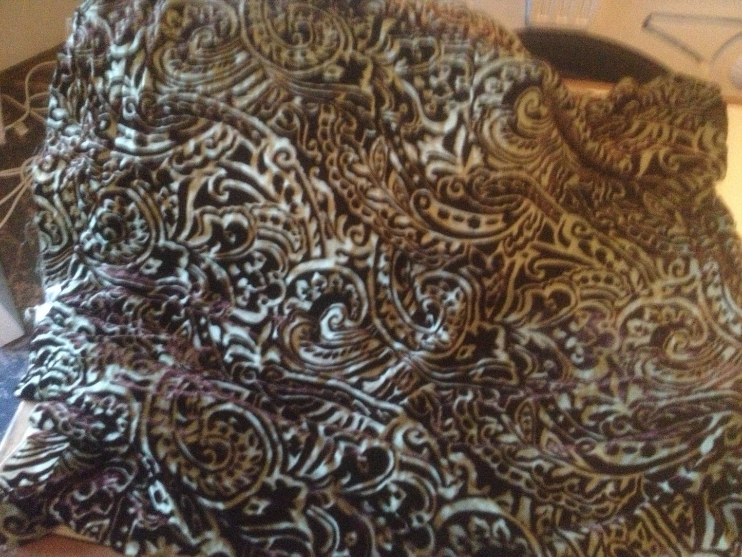 Brown Velvet with Green Under Cutaway Fabric