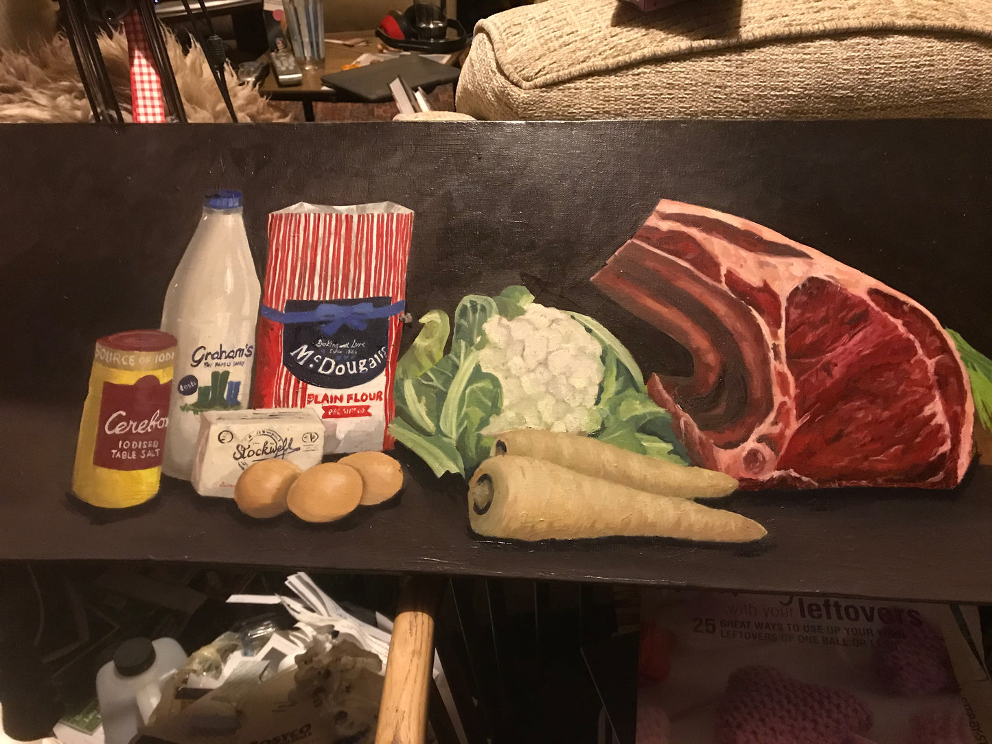 Recipes - Roast Beef, oil on Box Canvas Original  4ft x 18"