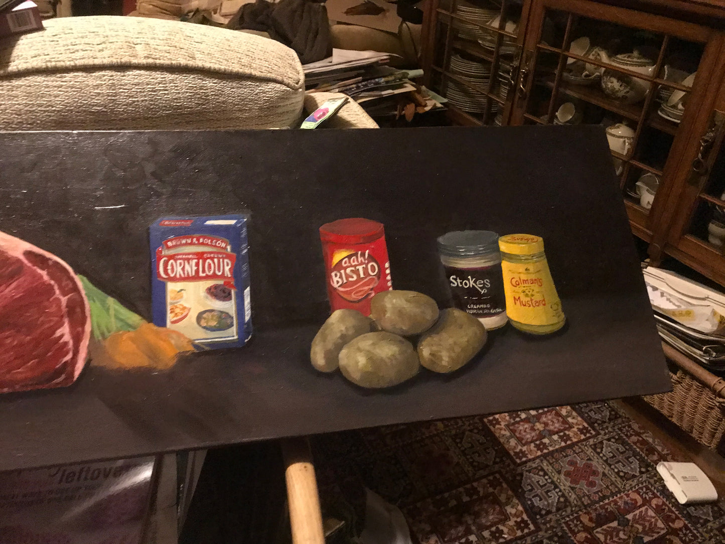 Recipes - Roast Beef, oil on Box Canvas Original  4ft x 18"