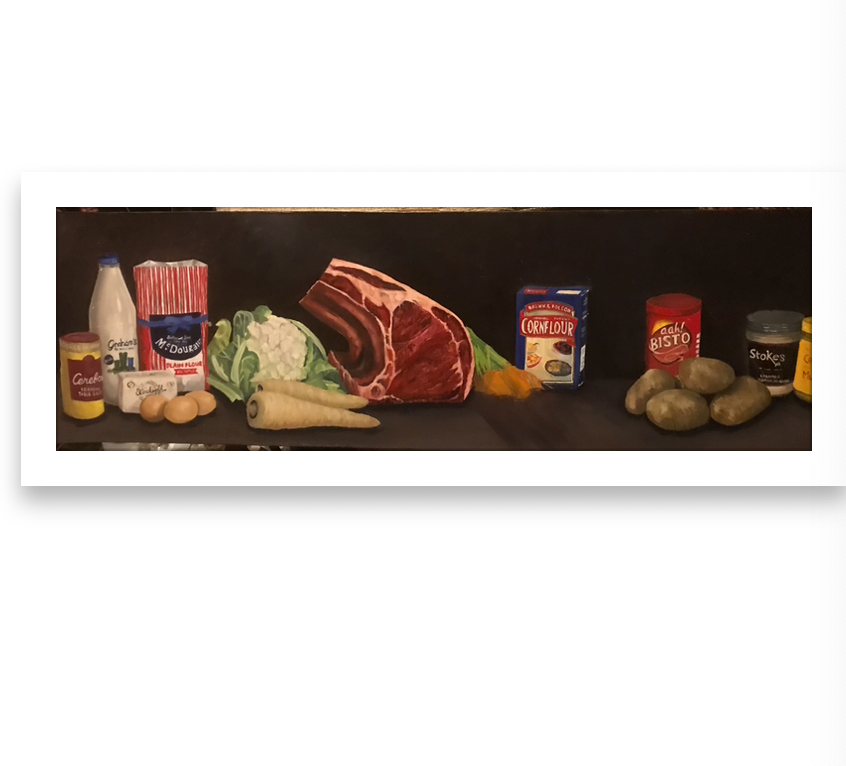 Recipes - Roast Beef, oil on Box Canvas Original  4ft x 18"