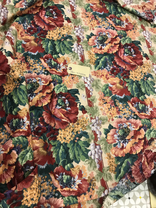 Fabric Upholstery Floral Cotton 3m x 140cm piece approx