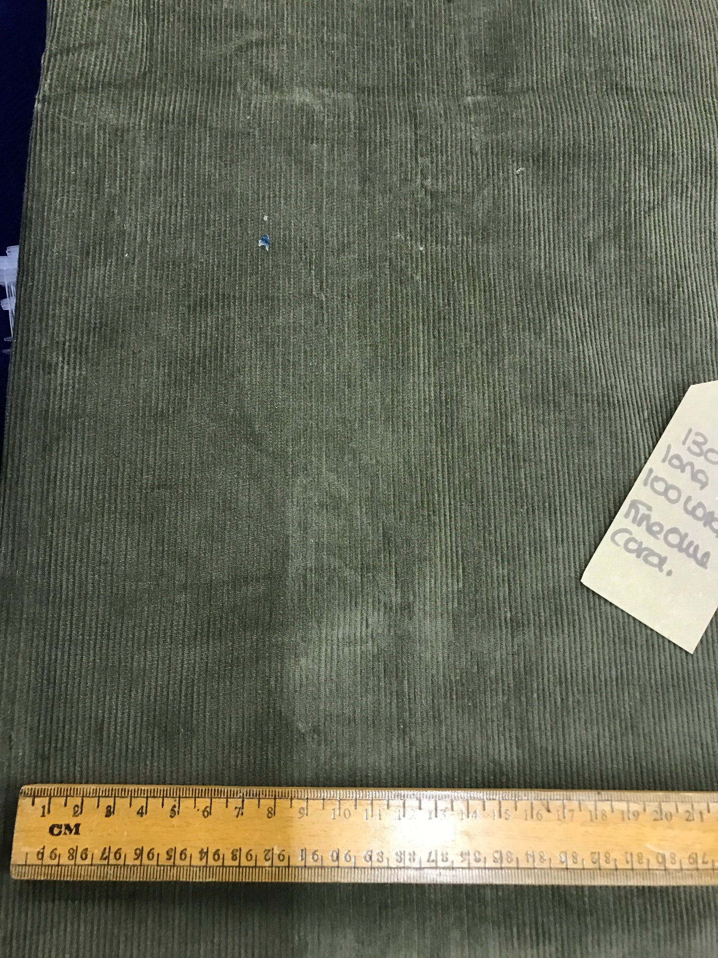 Fabric Corduroy Olive Fine 130cm long 100cm wide approx piece