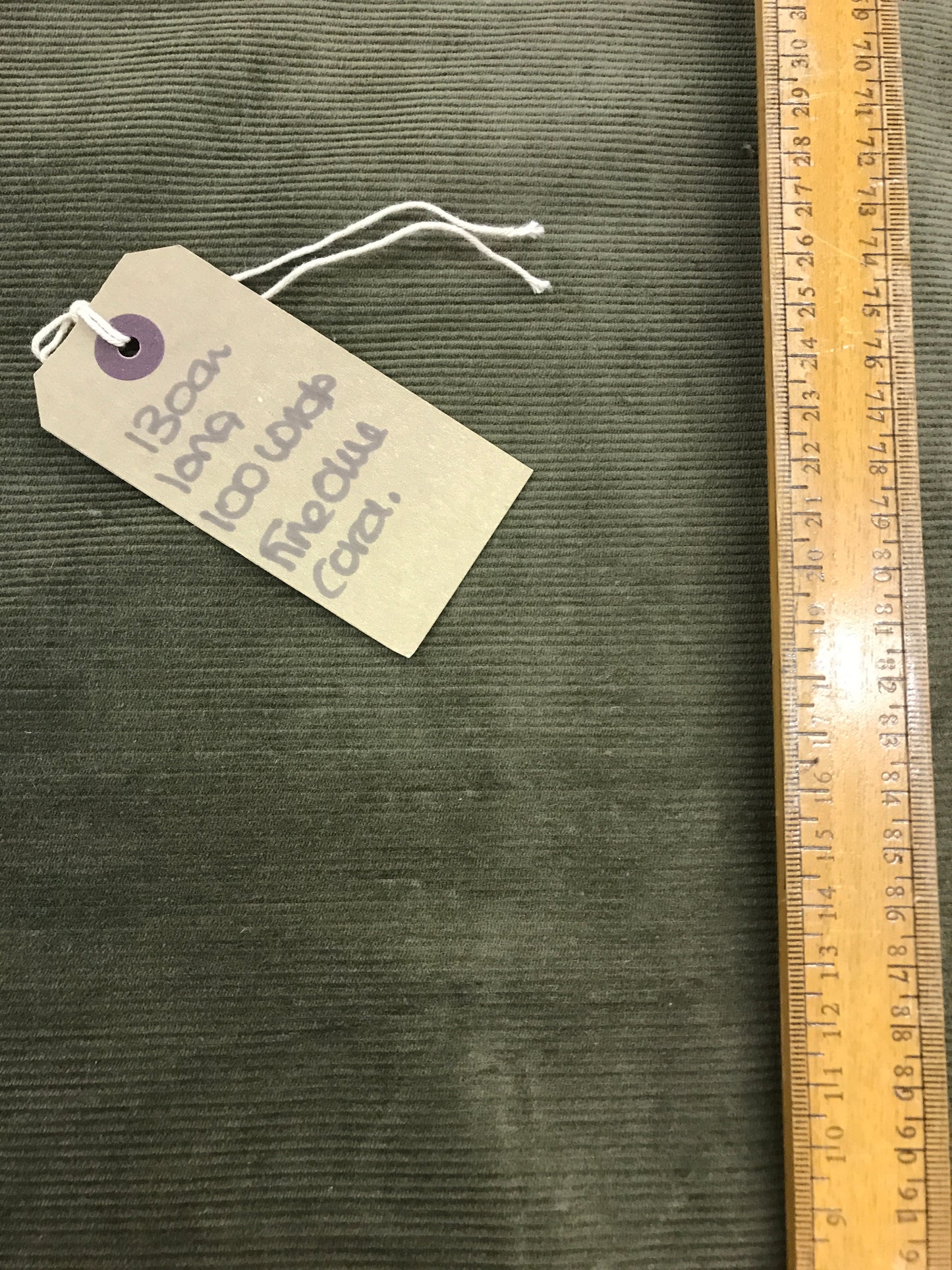 Fabric Corduroy Olive Fine 130cm long 100cm wide approx piece