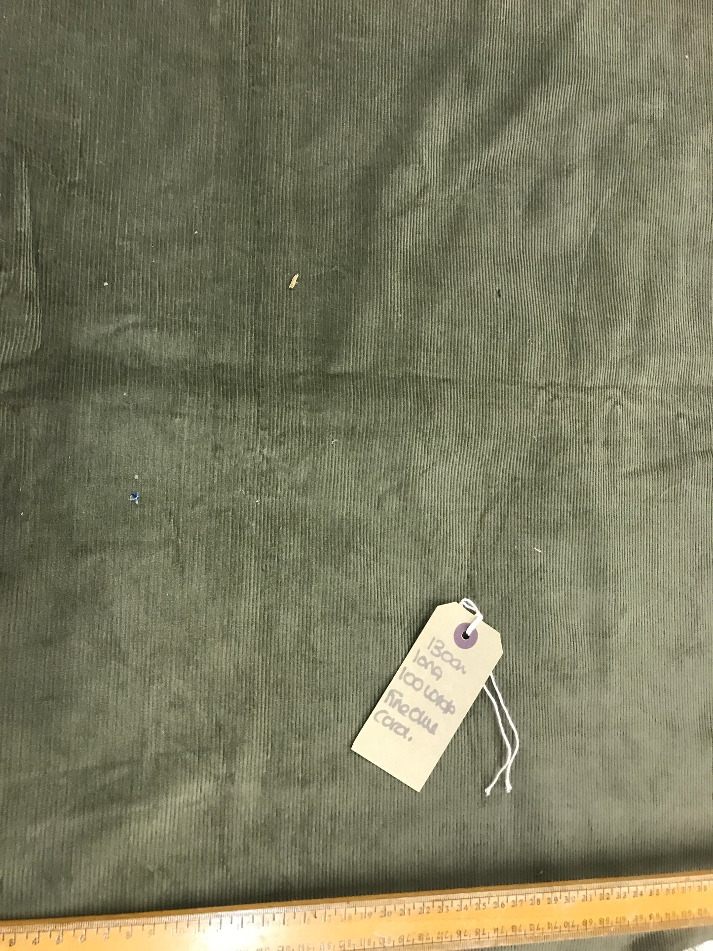 Fabric Corduroy Olive Fine 130cm long 100cm wide approx piece