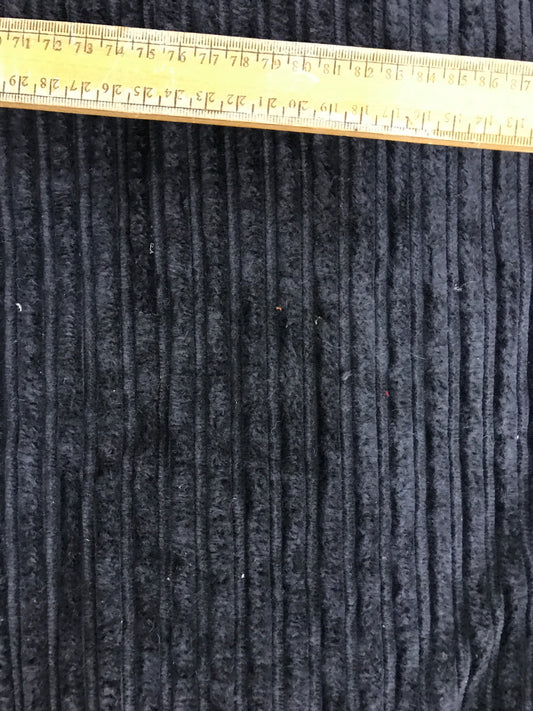 Fabric Corduroy 110cm x 1.5m Black Chunky piece