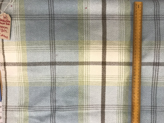 Fabric Blue Wooden Check Curtain Upholstery Fabric Thick 140cm x 3m from Simon Boyds