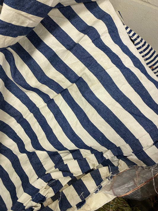 Fabric Bold Blue White Stripe Canvas